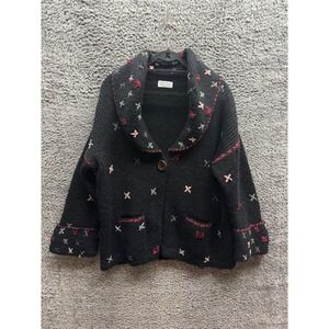 Vintage Roberta Frost Executive Handmade Cardigan Sweater Black Womens Size M/L